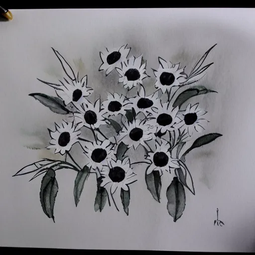 Image similar to monochrome flowers watercolour