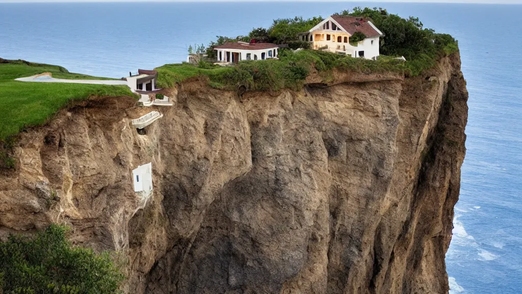 Image similar to house built on the side of a cliff, award winning photo