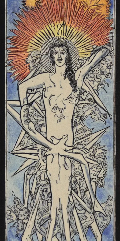 Image similar to the sun tarot card by austin osman spare
