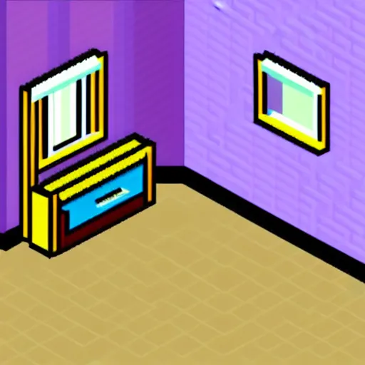 Image similar to isometric pixel art bedroom