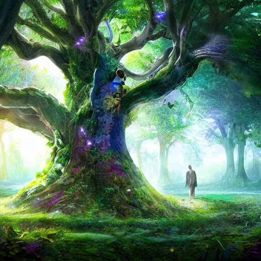 Prompt: tree of life in a super magical forest, concept art, 4k