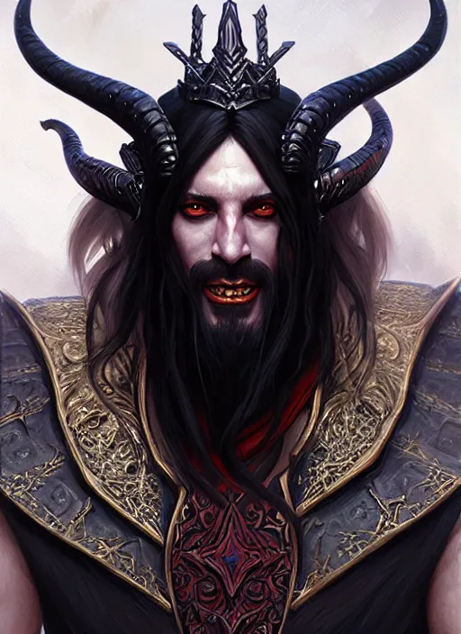 Image similar to a _ fantasy _ style _ portrait _ painting _ of king asmodeus, dnd, wicked, oil _ painting _ unreal _ 5 _ daz. _ rpg _ portrait _ extremely _ detailed _ artgerm _ greg _ rutkowski _ greg