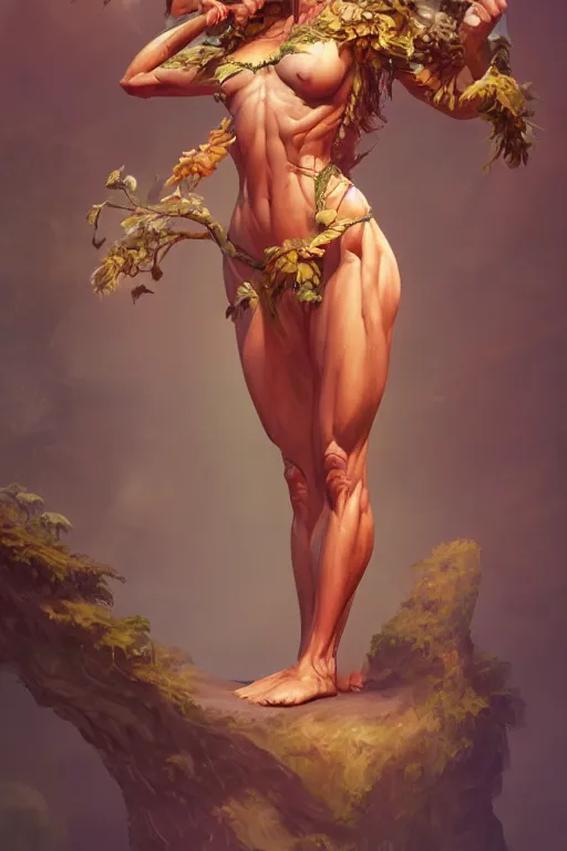 Image similar to goddess of nature, accurate anatomy, only two hands, highly detailed, digital painting, artstation, concept art, smooth, sharp focus, illustration, Unreal Engine 5, 8K, art by Frank Frazetta and Boris Valejo