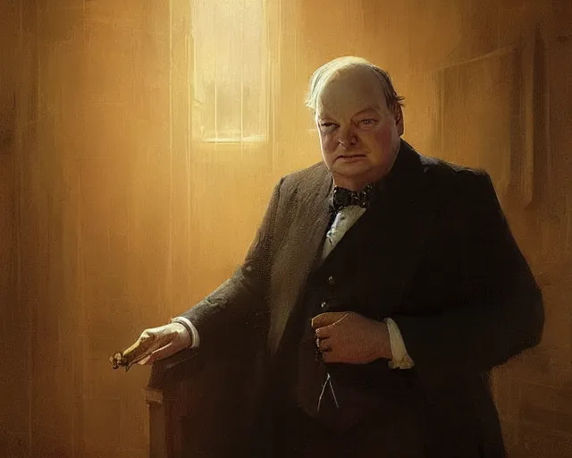 Image similar to a portrait of wiston churchill in the style of a roman empire senator, art by greg rutkowski and artgerma, stunning! concept art, character design