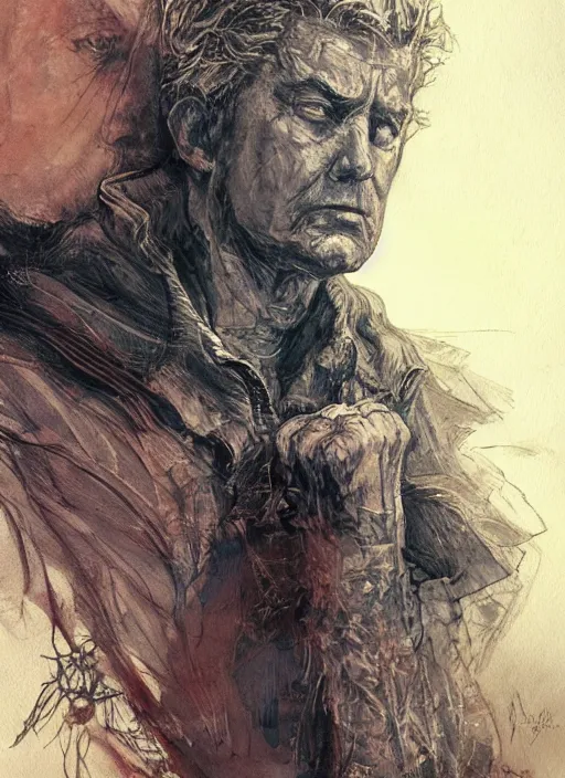 Image similar to portrait, Trump on a cross, watercolor, dramatic lighting, cinematic, establishing shot, extremely high detail, foto realistic, cinematic lighting, pen and ink, intricate line drawings, by Yoshitaka Amano, Ruan Jia, Kentaro Miura, Artgerm, post processed, concept art, artstation, matte painting, style by eddie mendoza, raphael lacoste, alex ross