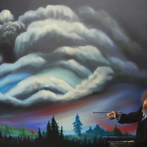 Image similar to bob ross painting the apocalypse