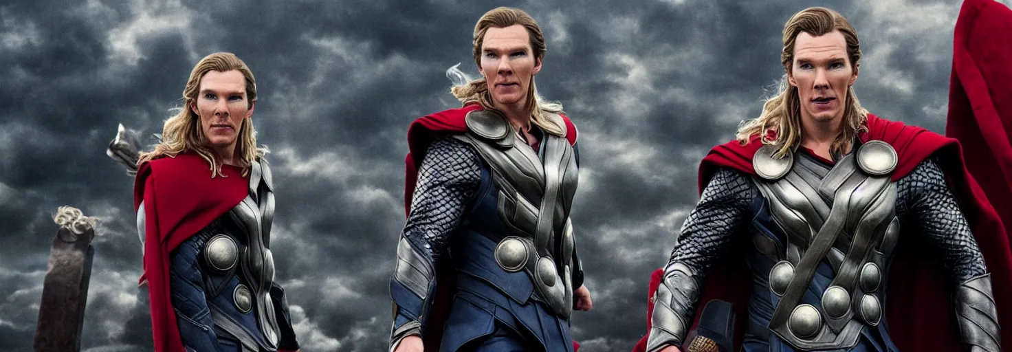 Prompt: benedict cumberbatch as thor