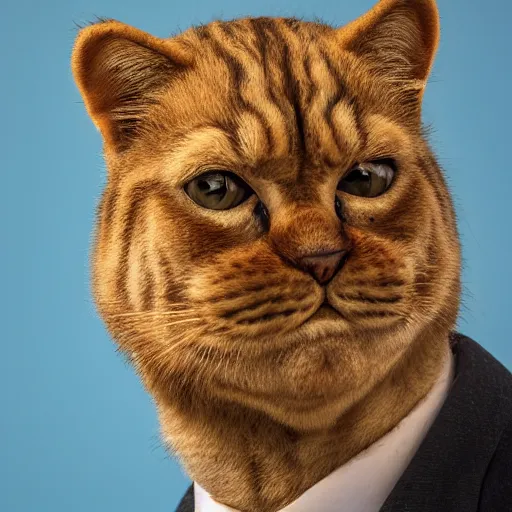 Prompt: photographic portrait of garfield by daniel farson