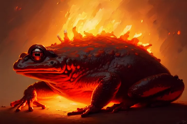 Image similar to fire toad, photorealistic, trending on artstation, by bayard wu, anna podedworna, gaston bussiere, greg rutkowski