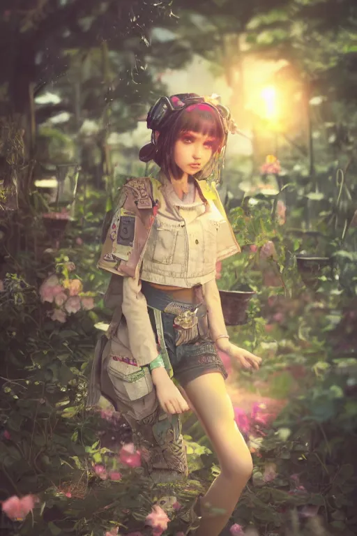 Image similar to solarpunk girl kawaii, ultra realistic, concept art, intricate details, highly detailed, photorealistic, octane render, 8 k