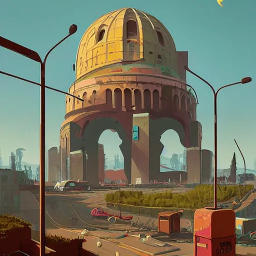 Image similar to rome in the year 2 0 7 7 by simon stalenhag