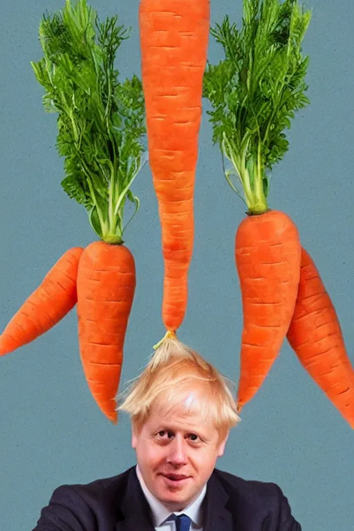 Prompt: portrait of a carrot with boris johnson's head