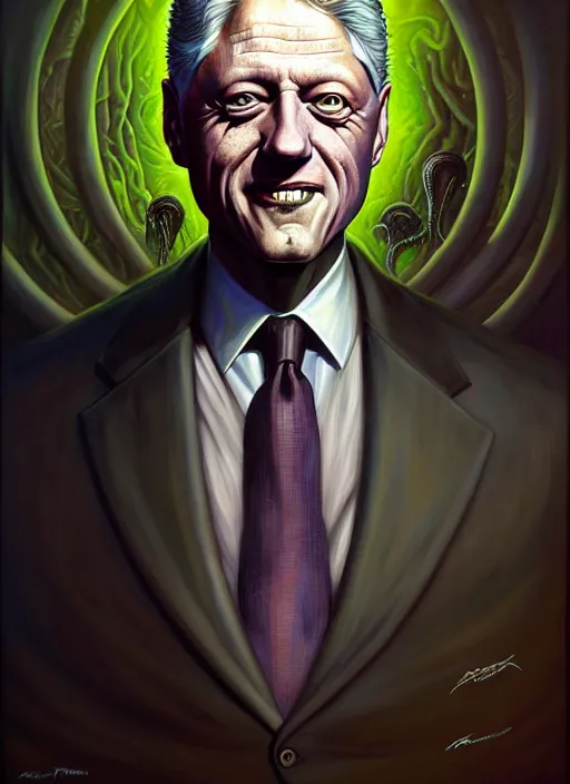 Prompt: lovecraft biopunk portrait of president bill clinton by tomasz alen kopera and peter mohrbacher