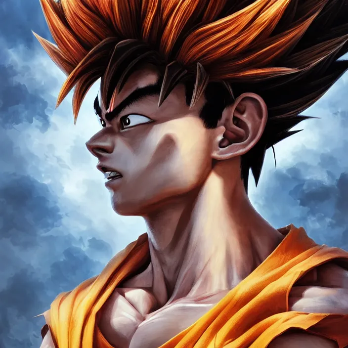 Prompt: a masterpiece ultrarealistic ultradetailed portrait of son goku, baroque renaissance. medium shot, intricate, elegant, by stanley artgerm lau, wlop, rossdraws, james jean, andrei riabovitchev, marc simonetti, light by julie bell, ismail inceoglu, porcelain skin. global illumination. vfx