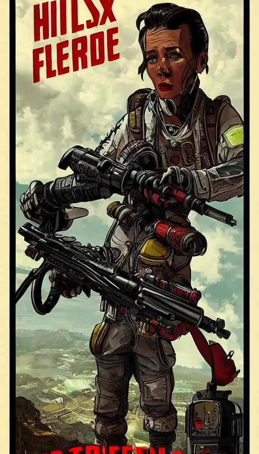 Image similar to apex legends in 1 9 5 0 s horror movie poster, retrofuturism, highly detailed, stylized