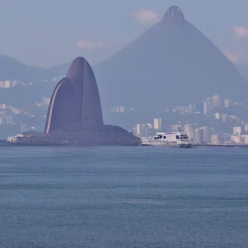 Prompt: star destroyer flying above rio de janeiro