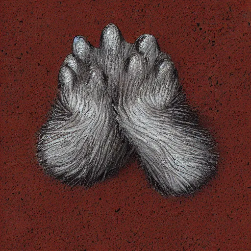 Image similar to fox paw, underside, fluffy, paw pads, pawprints, 4 k digital art