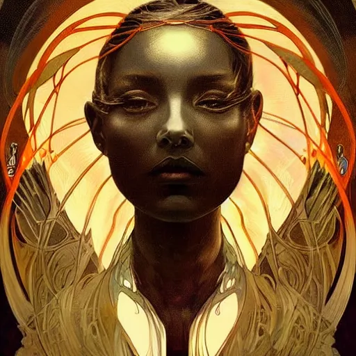 Image similar to A portrait of A beautiful!!!! angel in black flames by Ross Tran!! and alphonse mucha and greg rutkowski and Zdzisław Beksiński!!,In style of digital art illustration.Symmetry.Beautiful features.Fantasy,darksouls,elden ring,smooth,hyper detailed,sharp focus,Soft light.trending on artstation.4k