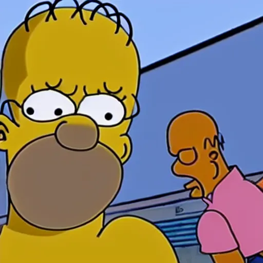 Image similar to movie still of homer simpson as barack obama