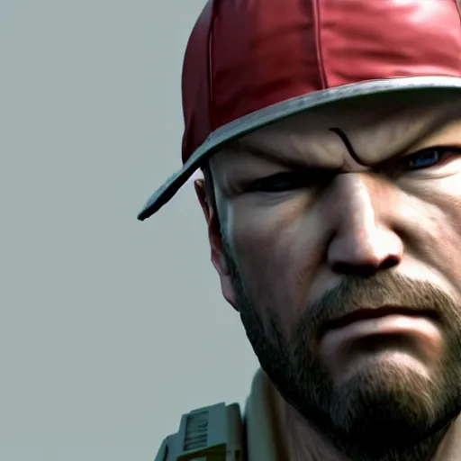 Prompt: Fred Durst as a Metal Gear Solid Villain 2005 JRPG cinema 4d render, Ray tracing reflection, natural lighting, Unreal Engine award winning photography