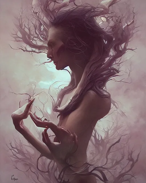 Image similar to conjuring an image from noise, by peter mohrbacher, brooke shaden, and greg rutkowski, intricate, artgerm