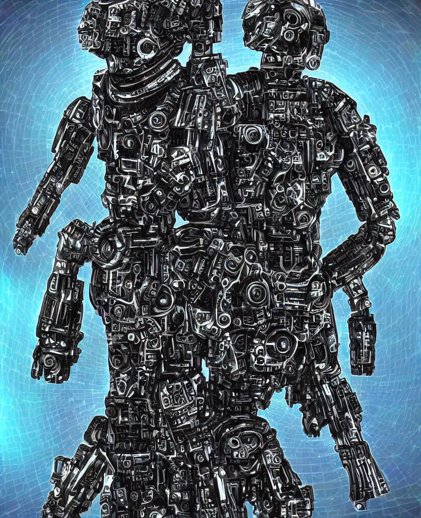 Image similar to techno - spiritual futurist machine soldier, perfect future, award winning digital art