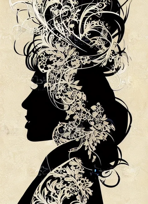 Prompt: silhouette of spanish singer camaron, vector art style, full shot, intricate, elegant, highly detailed, digital art, ffffound, art by jc leyendecker and sachin teng