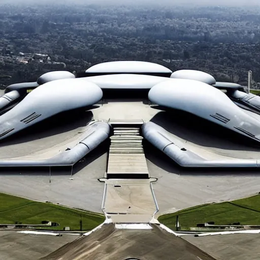 Image similar to a military base designed by zaha hadid