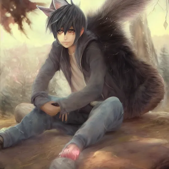 anime wolf ears and tail
