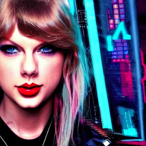 Image similar to Taylor swift cyberpunk album cover