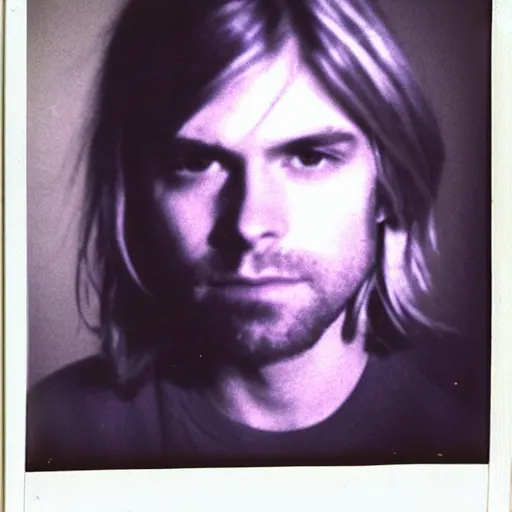 Image similar to a polaroid of kurt cobain