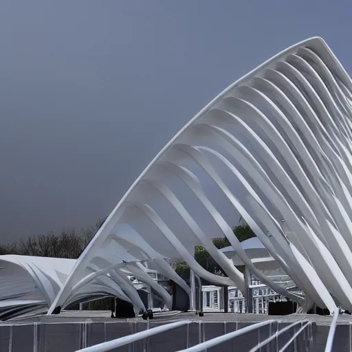 Prompt: 3d printed building, by calatrava