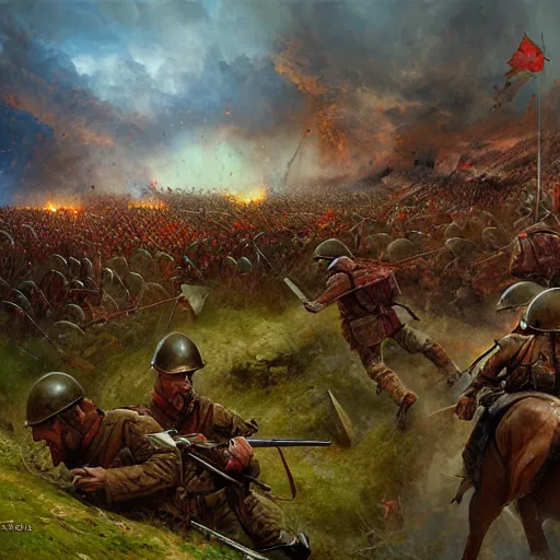 Prompt: the battle of Beaumont Hamel by Marc Simonetti