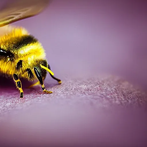 Prompt: 3 d bee, macro, depth of field, f 1. 2 highly detailed