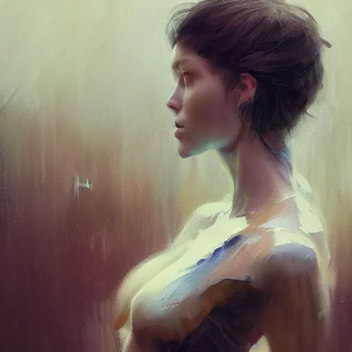 Image similar to tall girl, expressive oil painting, by yoshitaka amano, by greg rutkowski, by jeremy lipking, by artgerm,, h e giger, digital art, octane render