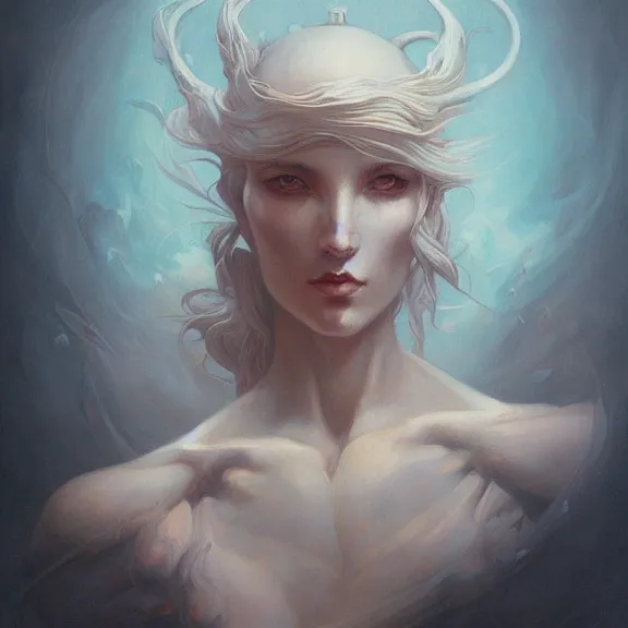 Image similar to a highly detailed beautiful portrait in the style of peter mohrbacher and in the style of jean delville.