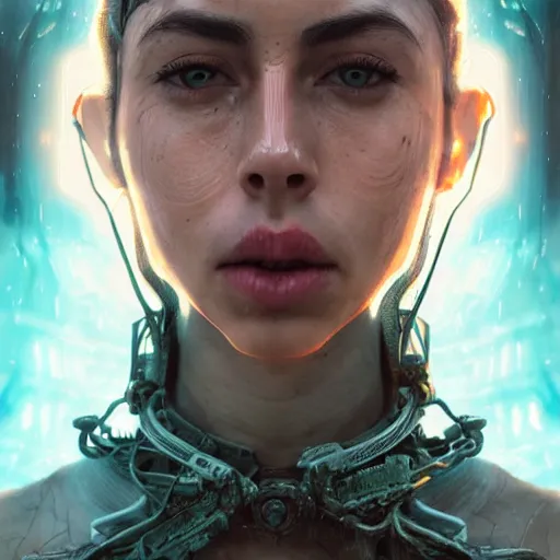 Prompt: Very very very very highly detailed epic central composition photo of Riley Reid face, intricate, dystopian, sci-fi, extremely detailed, digital painting, smooth, sharp focus, illustration, intimidating lighting, incredible art by Brooke Shaden, artstation, concept art, Octane render in Maya and Houdini