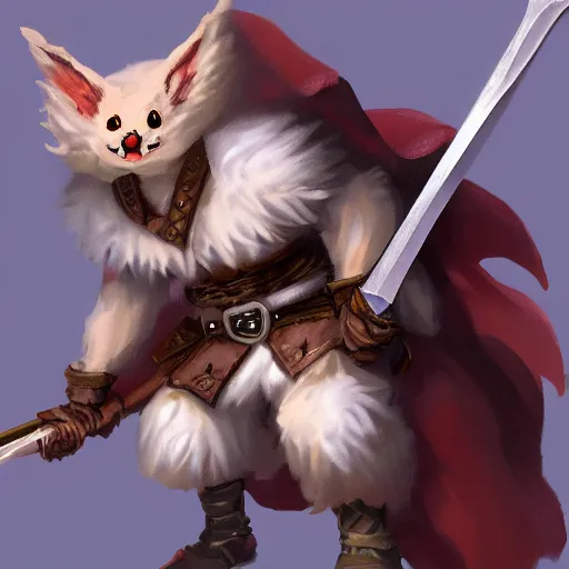 Image similar to dnd character art of a fluffy mothfolk holding a sword, detailed, high-quality digital art trending on Artstation