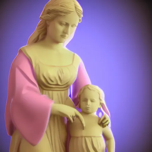 Prompt: an ombre madonna statue inspired by soap bubbles, unreal engine 5