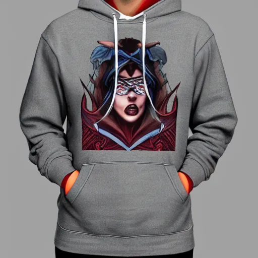 Image similar to Supreme hoodie in collaboration with gerald brom and several other artists