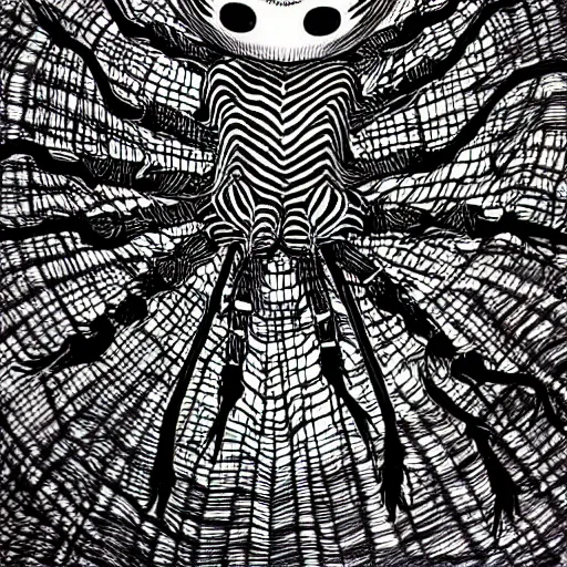 Prompt: arachnophobia, artwork by junji ito