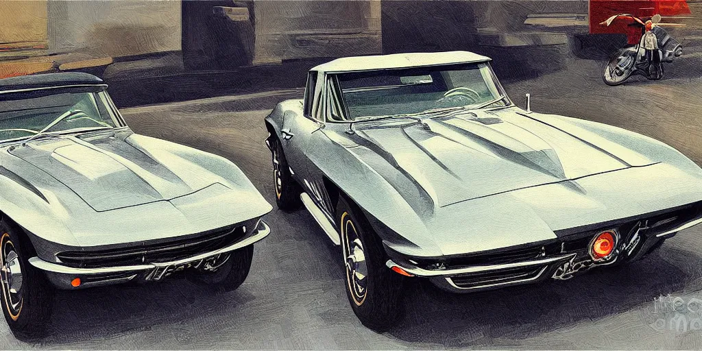 Image similar to Corvette C2 1967, elegant, digital painting, smooth, sharp focus, art style from Wang Ke and Bruce Kaiser and Scott Robertson and Dmitry Mazurkevich and Doruk Erdem and Jon Sibal