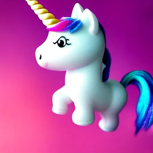 Image similar to very cute and tiny unicorn cat on Dahlia flower flying, pink cloudy in blue sky background, pixar style, cinematic lightning, award winning creature photography