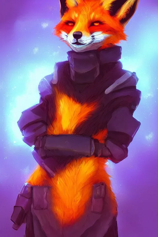 Image similar to a fox fursona, trending on artstation, by kawacy, furry art, digital art, cyberpunk, high quality, backlighting