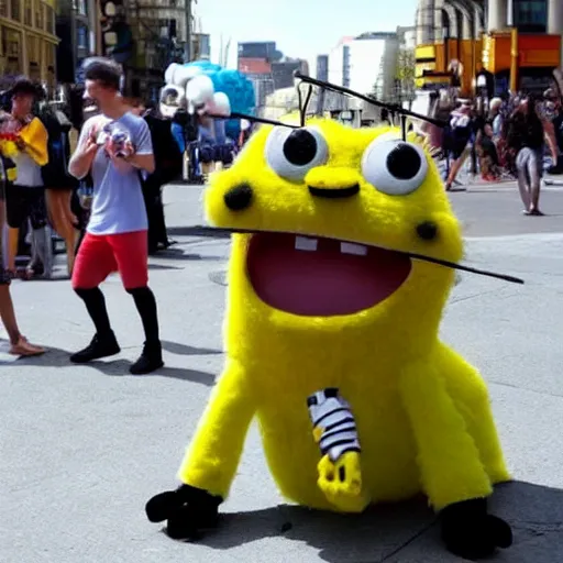 Image similar to furry spongebob street performer