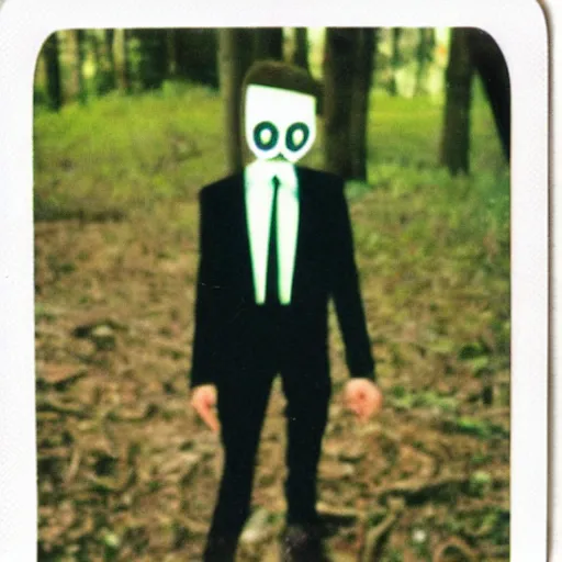 Prompt: polaroid of slenderman