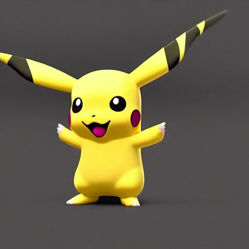 Image similar to isometric pikachu figure, high polygon render