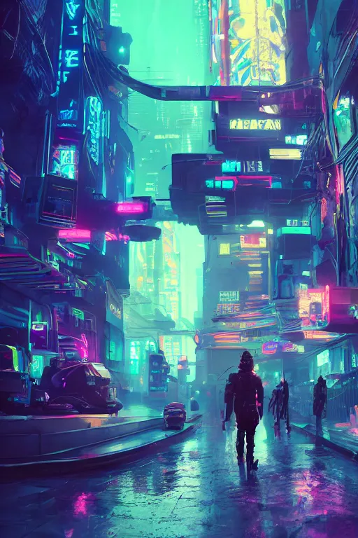 Image similar to Gerald Witcher. Neon cyberpunk underground. Сoncept art, Dan Mumford, Greg Rutkowski, Quixel Megascans, octane render, 16k, 8k, photoillustration, RTX