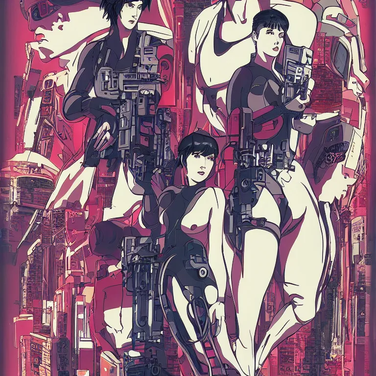 Image similar to ghost in the shell in style of soviet retro futurism