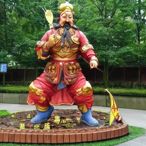 Image similar to statue of guan yu as winnie the pooh